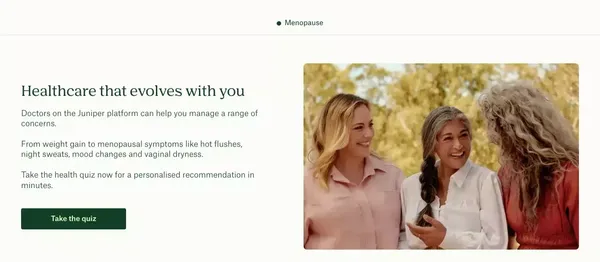 Juniper | Modern Healthcare Treatments For All Women - Landing design inspiration