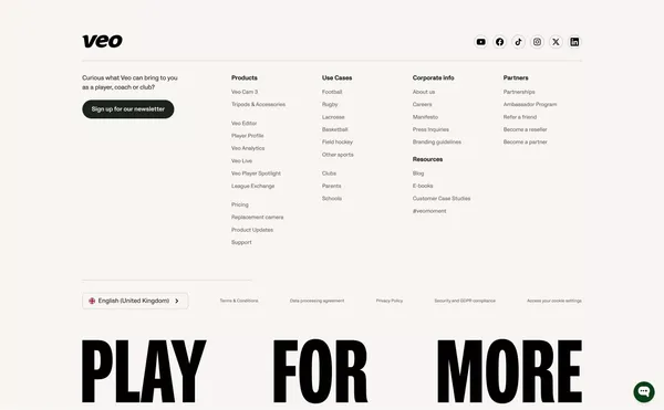 Sports Tracking Camera: Record & Analyse Matches | Veo - Landing design inspiration