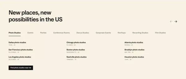 Peerspace | Unique venues for meetings, events, photo & film shoots - Landing design inspiration