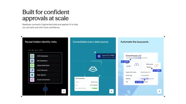Baselayer: Business Identity Verification, Risk, & Fraud - Landing design inspiration