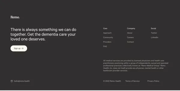 Better Dementia Care - Remo Health - Landing design inspiration