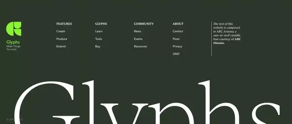 Glyphs - Landing design inspiration