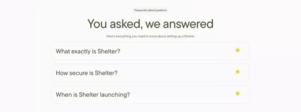 Shelter - Landing design inspiration