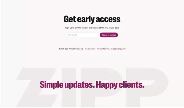 Zipp | Simple updates, happy clients - Landing design inspiration