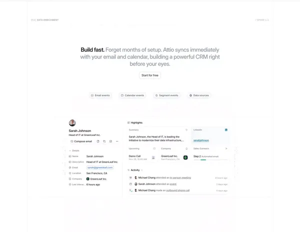 Attio: Customer relationship magic - Landing design inspiration