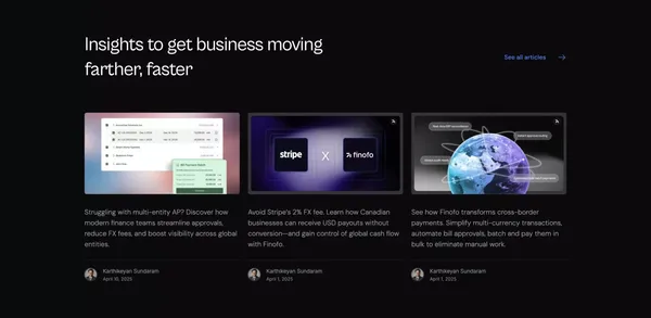Finofo | Automate AP, Treasury & Global Receivables in One Platform - Landing design inspiration