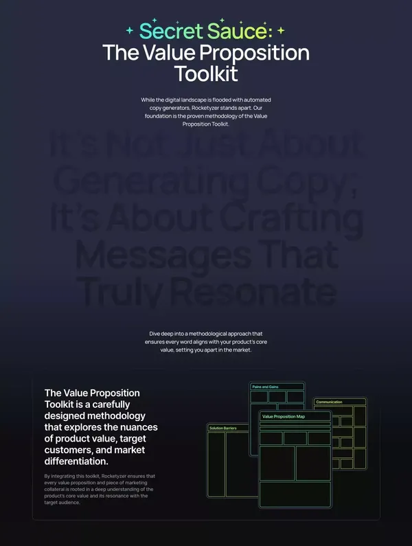 Rocketyzer - Turn Product Insights into  Compelling Value Propositions - Landing design inspiration