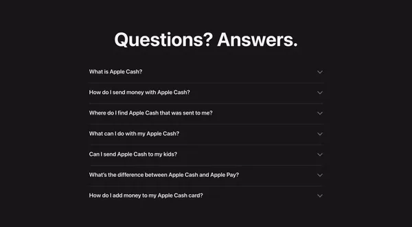 Apple Cash - Apple - Landing design inspiration