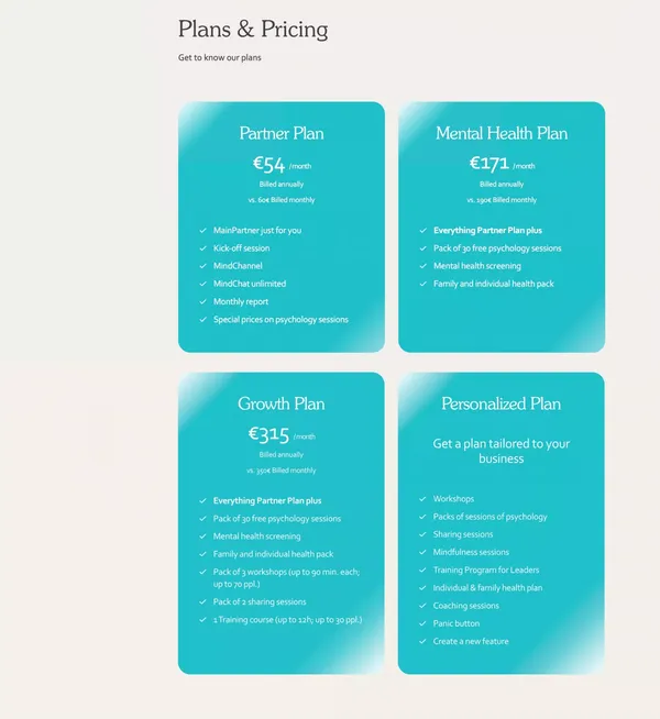 MindPartner — for your company's mental health - Landing design inspiration