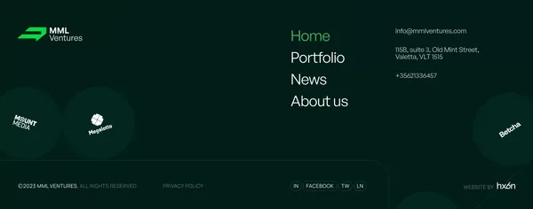 MML Ventures - Landing design inspiration