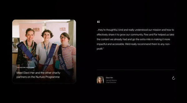 Few and Far — We help charities make our world a better place - Landing design inspiration