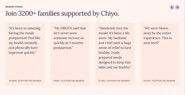 Chiyo | Fertility to Postpartum Nutrition - Landing design inspiration