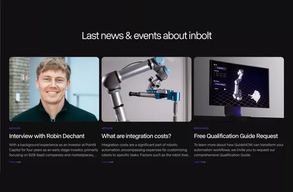 Inbolt - Real-Time Industrial Robot Guidance. - Landing design inspiration