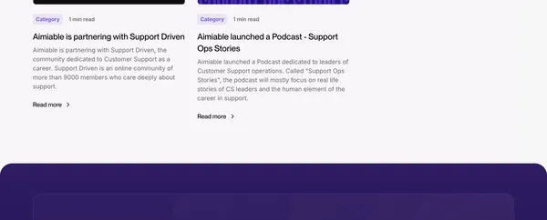 Aimiable | AI driven Customer Support Operating System - Landing design inspiration