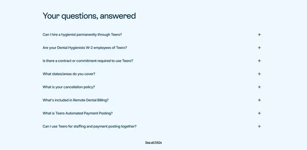 Dental staffing made simple | Teero - Landing design inspiration