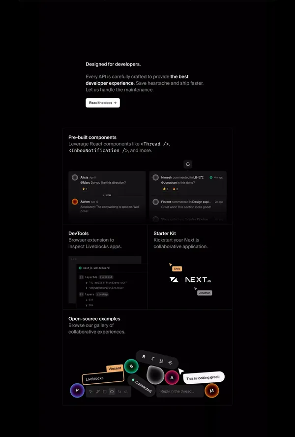 Liveblocks | Unlock collaboration in your product - Landing design inspiration