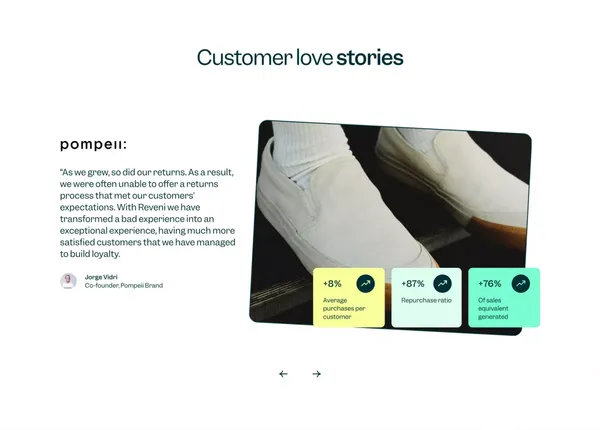 Increase your sales with instant returns and exchanges - Landing design inspiration