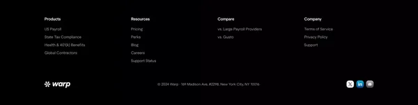 Warp | Payroll and Compliance for Startups - Landing design inspiration