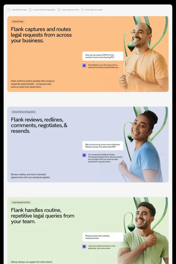 Flank | Agentic AI for Enterprise Legal - Landing design inspiration