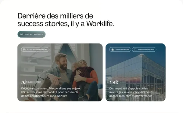 Worklife - Les avantages salariés au cœur de votre politique RH - Landing design inspiration