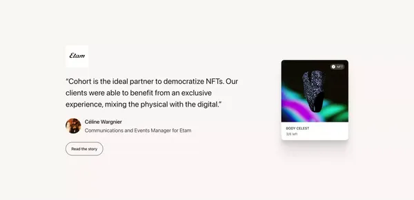 Cohort – Join the new era of digital engagement, powered by NFTs - Landing design inspiration