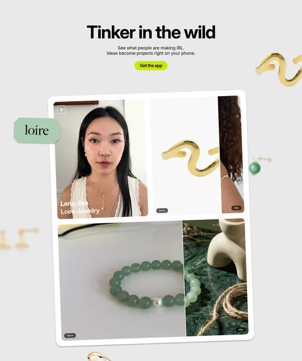 Tinker — Play with AI, bring your ideas to life - Landing design inspiration