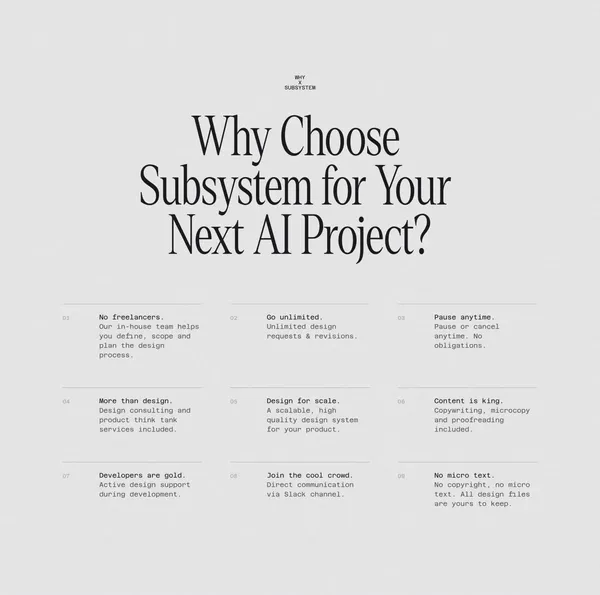 Subsystem - Design as a Subscription - Landing design inspiration