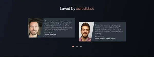 Readwise Reader | The first read-it-later app built for power readers. - Landing design inspiration