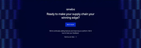 Ameba: Cut the wasted time, money and product in your supply chain - Landing design inspiration
