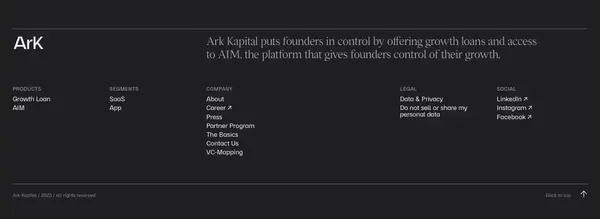 ArK – The new way of growing a tech company - Landing design inspiration