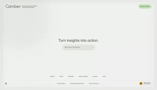 Camber: Healthcare RCM & AI Medical Billing Software - Landing design inspiration