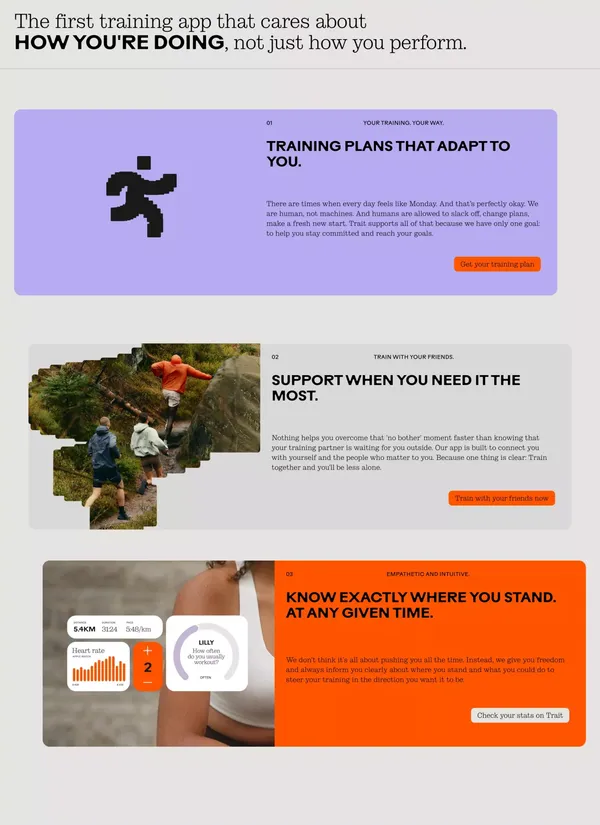 Trait. Train uncommon. - Landing design inspiration