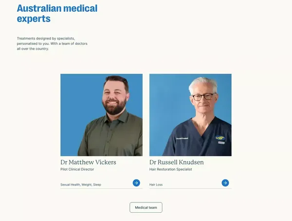 Pilot - Men's Health Treatments Online - Landing design inspiration