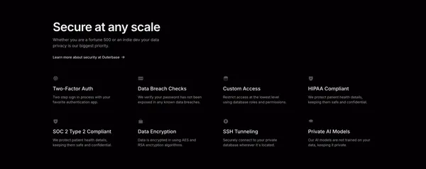 Outerbase | The interface for your database - Landing design inspiration