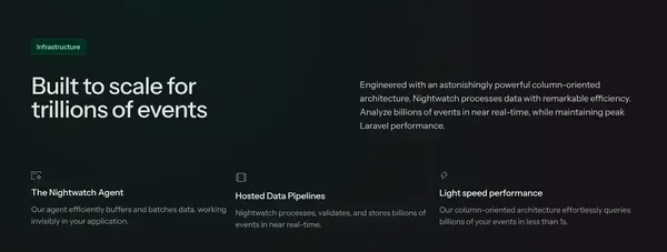 Laravel Nightwatch - Landing design inspiration