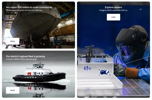 Arc - 100% Electric Boats - Landing design inspiration
