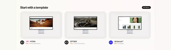 Framer Commerce | Shopify x Framer - Landing design inspiration