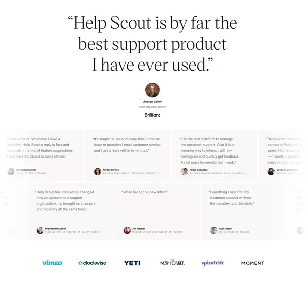 Help Scout: Shared Inbox, Help Center, & Live Chat Software - Landing design inspiration