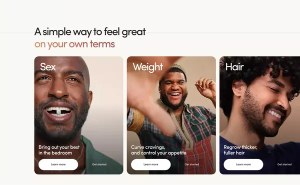 Telehealth for a healthy, handsome you | hims - Landing design inspiration