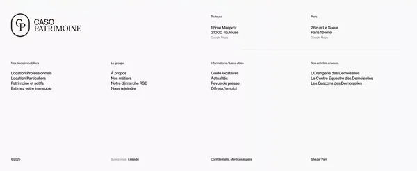 Caso Patrimoine - Foncière familiale & engagée à Toulouse, Paris, et Bordeaux - Landing design inspiration