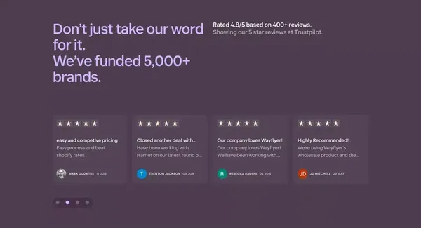 eCommerce, Amazon & Wholesale Funding | $5K-$20M | Wayflyer - Landing design inspiration