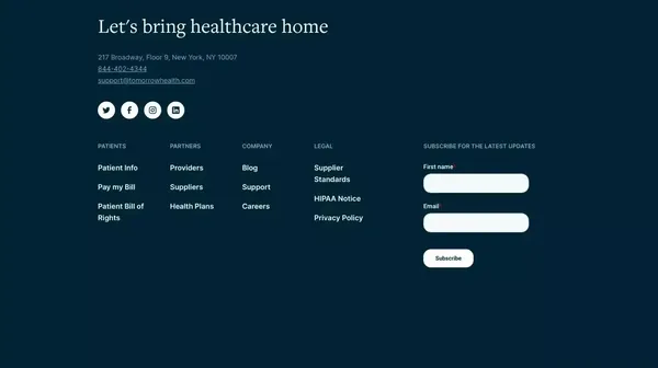 Tomorrow Health - Landing design inspiration