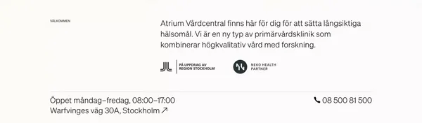 Atrium Vårdcentral - Landing design inspiration