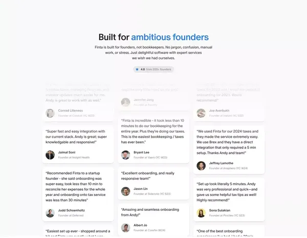 Finta: Taxes & Accounting Simplified - Landing design inspiration