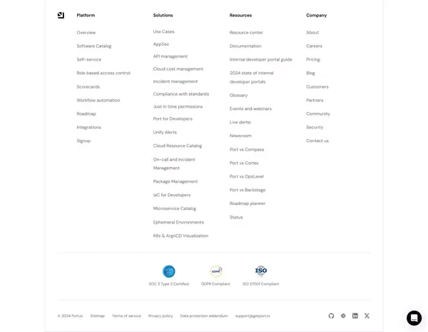 Internal Developer Portal & Platform | Port - Landing design inspiration