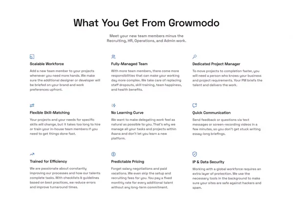 Growmodo: Design & Development Subscription for Scale-Ups - Landing design inspiration