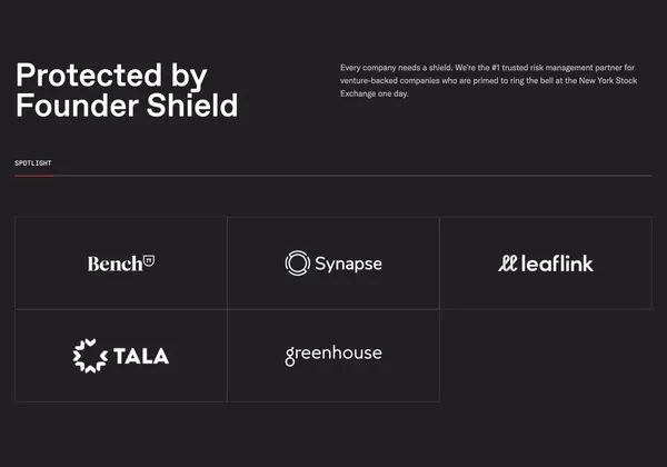 Founder Shield | Risk Management for High-Growth Companies - Landing design inspiration