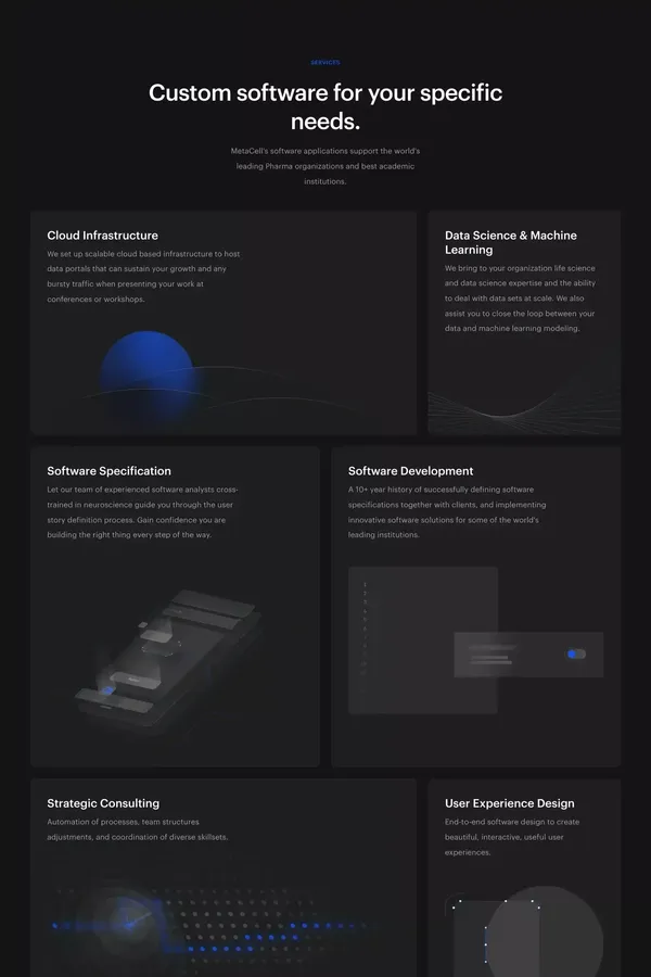 MetaCell | World Leaders In Software For Life Science - Landing design inspiration