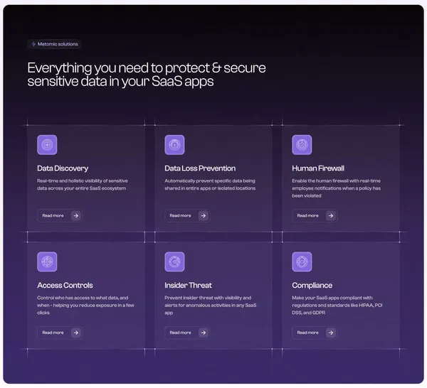 Metomic | Data Security Software for SaaS, GenAI and Cloud - Landing design inspiration