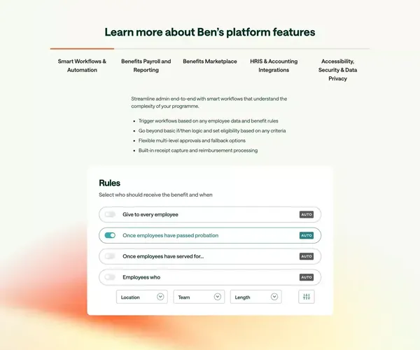 Ben | The Best Flexible Employee Benefits Platform - Landing design inspiration